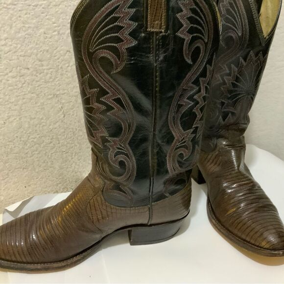 Dan Post Cowboy Boots Men\'s Black Brown Leather Western Size 9D main image 11